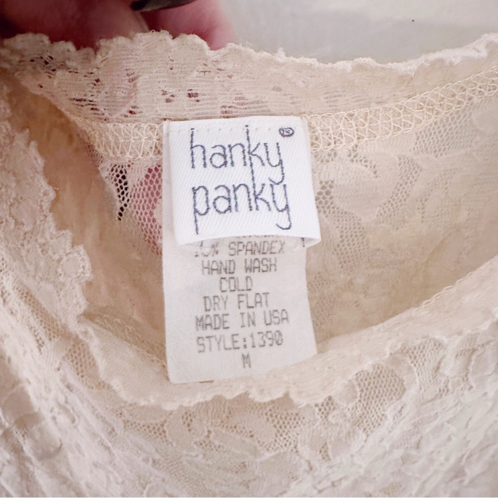 Vintage Hanky Panky Lace Sleeveless Top Cream Tank Sleepwear - Picture 2 of 5
